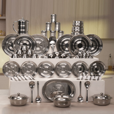 Flipkart SmartBuy Pack of 61 Stainless Steel Dinner Set(Silver) - Image 2