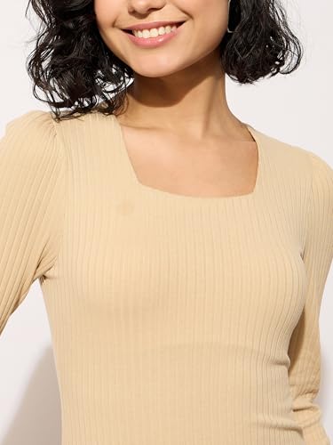 barcino Black Rib Square Neck FS Midi Dress - Image 4