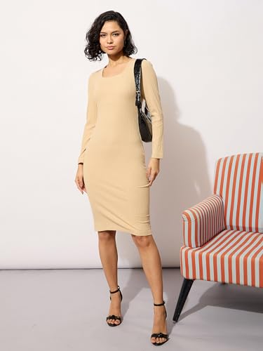 barcino Black Rib Square Neck FS Midi Dress - Image 6