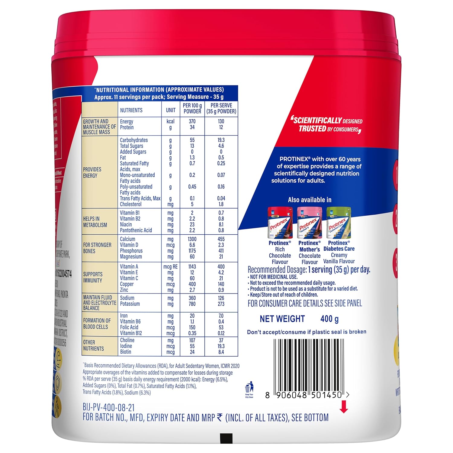 Protinex Creamy Vanilla, 400G|40% daily