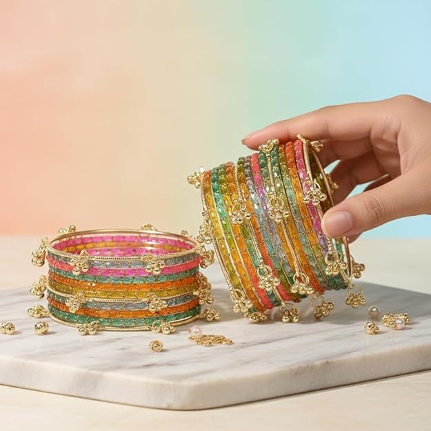 Kashmiri Ghangharoo Glass Bangle Set