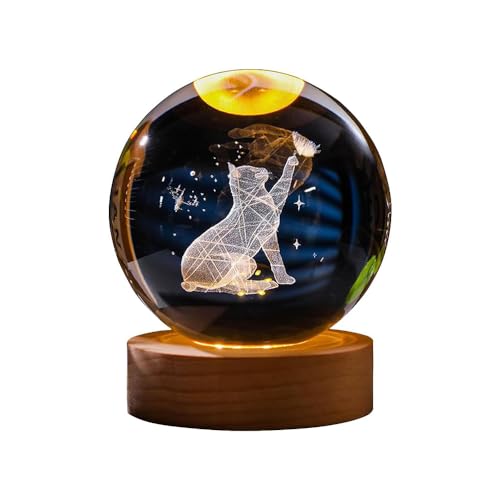 3D Cat Figurine Crystal Ball