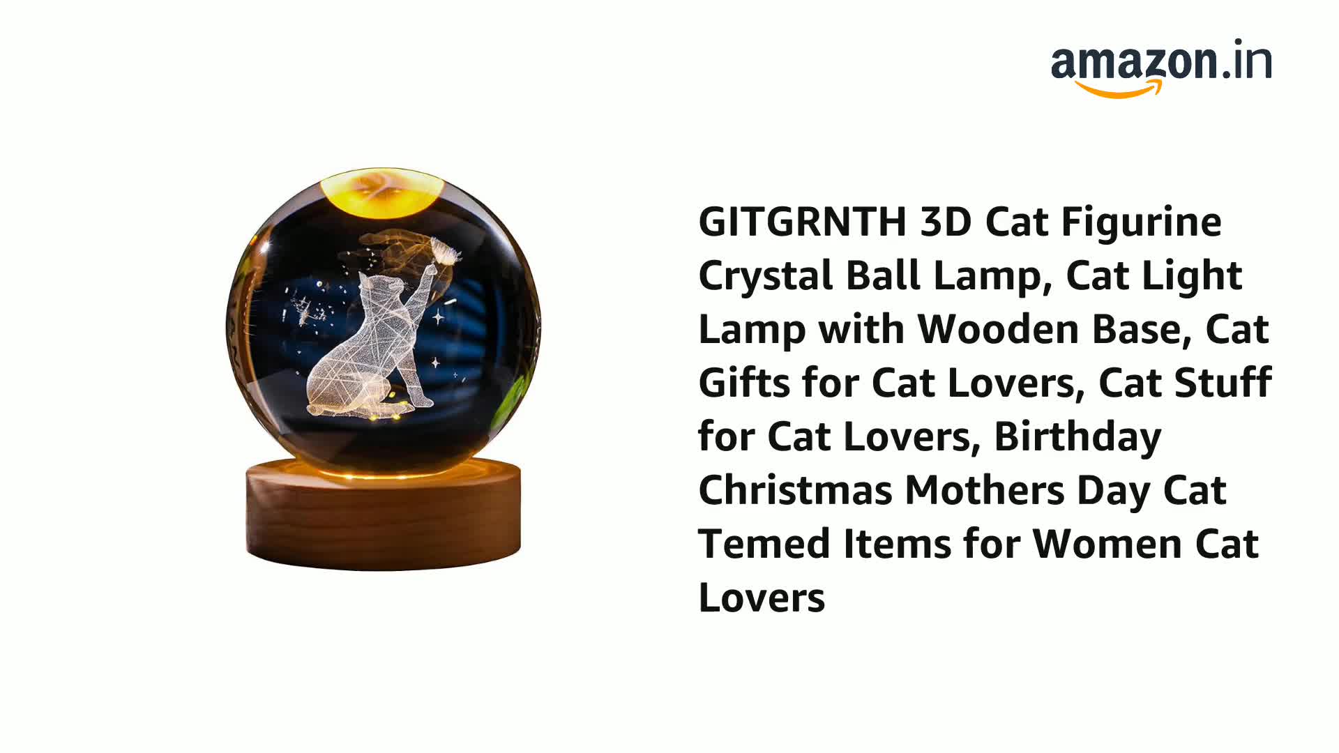 3D Cat Figurine Crystal Ball