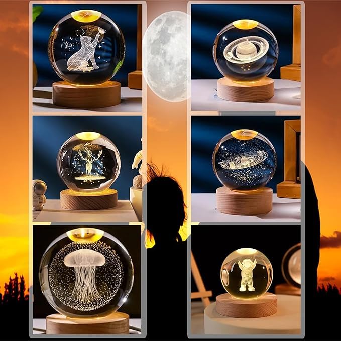 3D Cat Figurine Crystal Ball