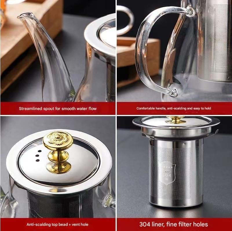 Glass Tea Pot with Stainless