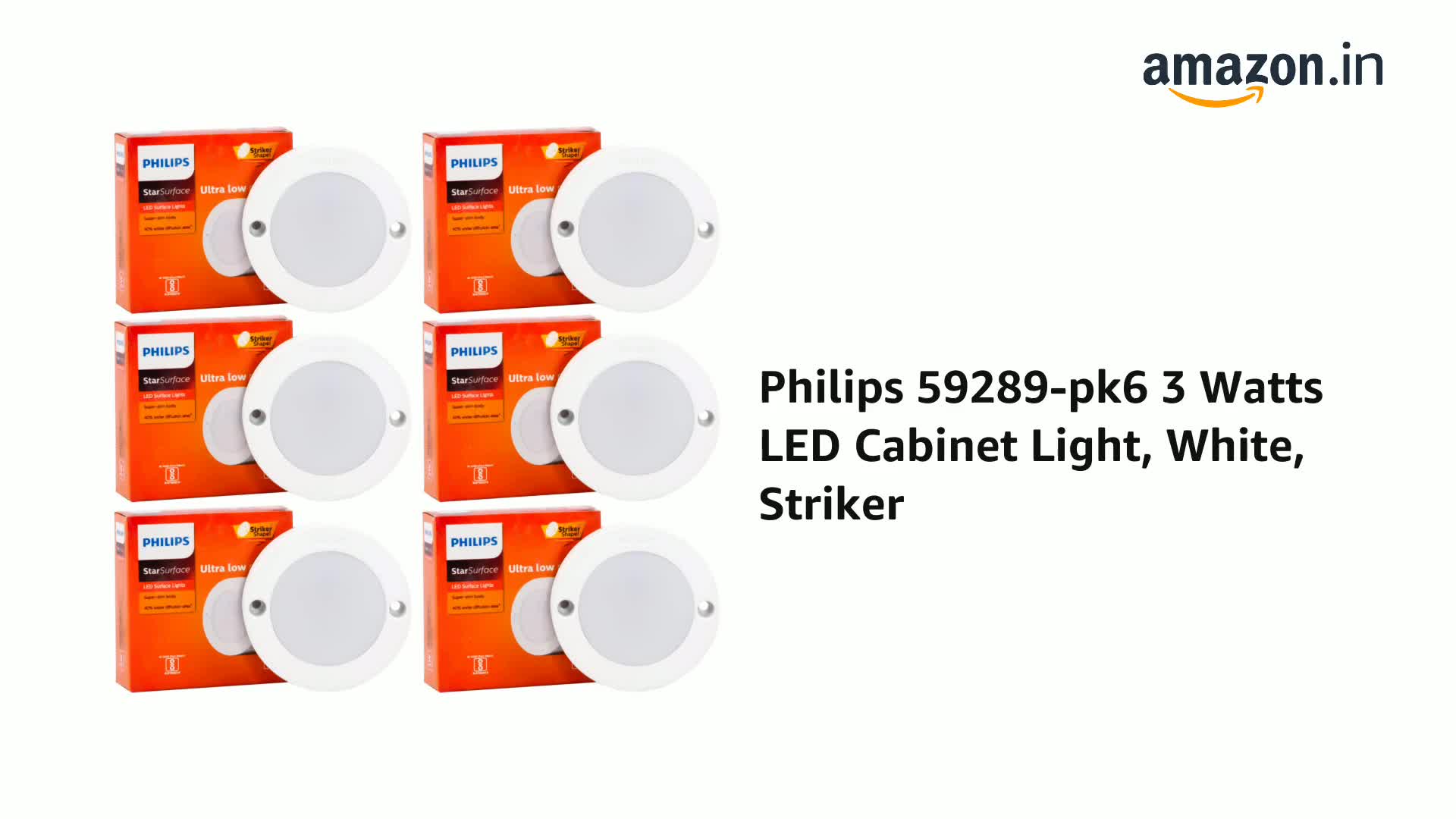 Philips 59289-pk6 3 Watts LED Cabinet Light, White, Striker - Image 2