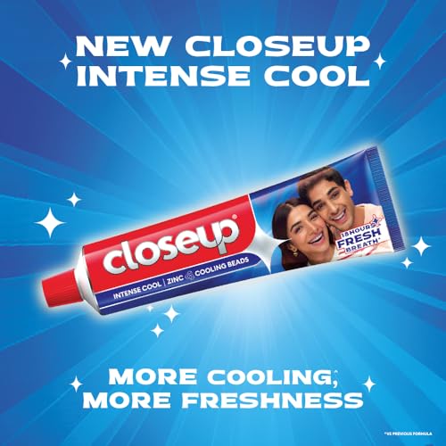 Closeup Intense Cool Blue Gel Toothpaste with Cooling Beads | Intense Cooling | 18 Hours of Fresh Breath, 300g (150g x 2) - Image 4