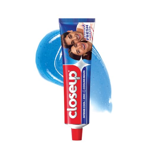 Closeup Intense Cool Blue Gel Toothpaste with Cooling Beads | Intense Cooling | 18 Hours of Fresh Breath, 300g (150g x 2) - Image 5