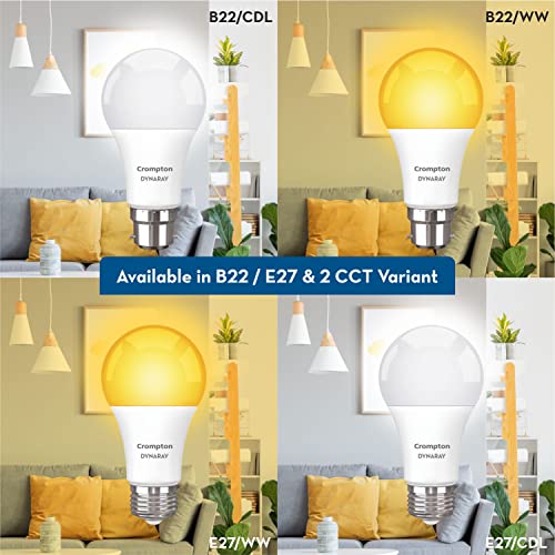 Crompton Dyna Ray 12W Round B22 LED Cool Day Light Pack of 2 - Image 3