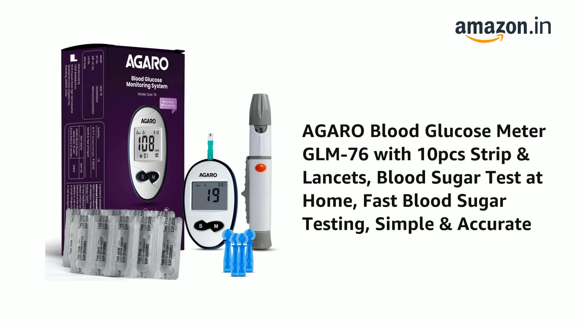 AGARO Glucometer, Blood Glucose Monitoring