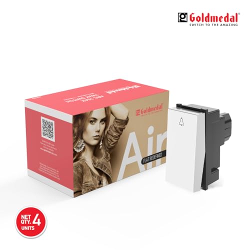 Goldmedal Air Aura 10 Ampere Bell Push Switch, White - (Pack of 4) - Image 2