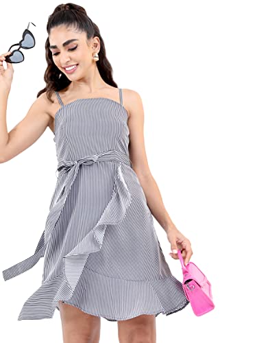 KETCH Women's A-Line Regular Fit Printed Sleeveless Dress