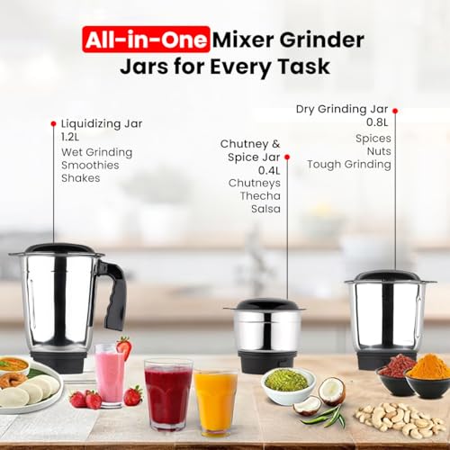 INALSA Mixer Grinder|500W Powerful Motor|High