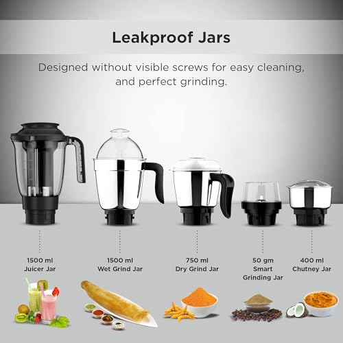 Butterfly Jet Elite Plus Mixer Grinder, 750W, 5 Jars, Grey - Image 4