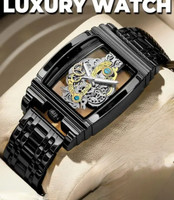 Fanish fashion Black Skeleton Watch