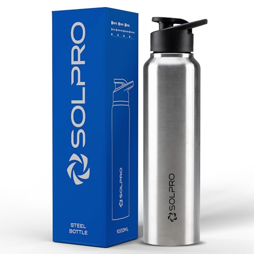 Titan 1000mL ISI Certified Stainless Steel Water Bottle for Office,School,College,Travel,Gym,Yoga,Camping,Sports & Outdoor For Men,Women,Athletes,Kids,Children,Student, Leak & BPA Free (Steel)