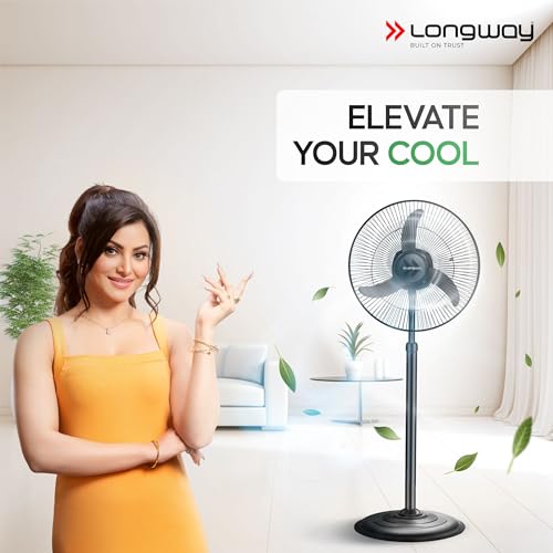 LONGWAY Bolt Black Pedestal Fan