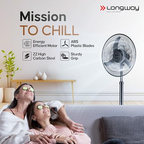 LONGWAY Bolt Black Pedestal Fan