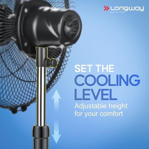 LONGWAY Bolt Black Pedestal Fan
