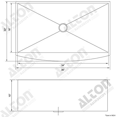 ALTON Stainless Steel, Handmade Kitchen Sink (Matte, 36x22x9 INCH) - Image 2