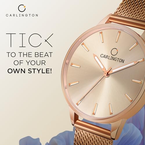 Carlington Analog Watches for Women with mesh Strap - CT 2007 - Image 3