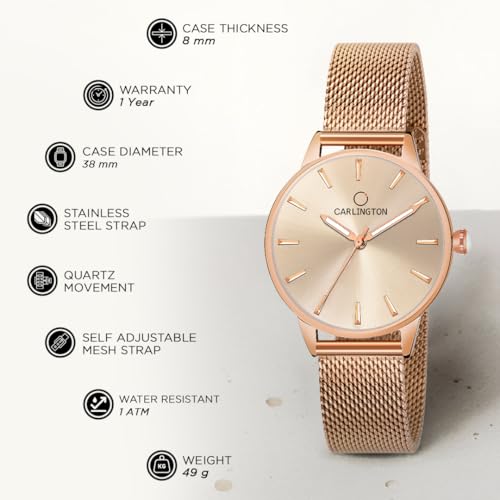 Carlington Analog Watches for Women with mesh Strap - CT 2007 - Image 4