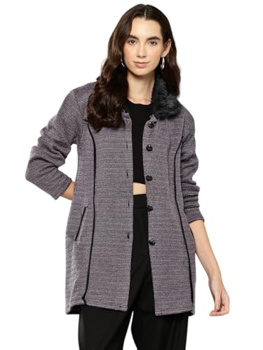Aarika Womens Casual Wear Blue Colour Solid Woolen Cardigan
