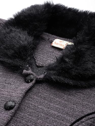 Aarika Womens Casual Wear Blue Colour Solid Woolen Cardigan - Image 2