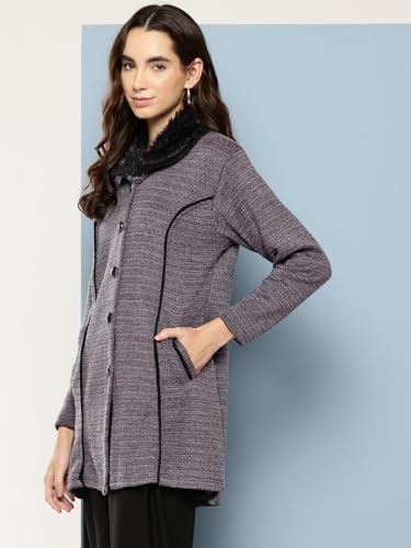 Aarika Womens Casual Wear Blue Colour Solid Woolen Cardigan - Image 3