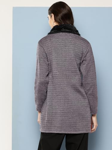 Aarika Womens Casual Wear Blue Colour Solid Woolen Cardigan - Image 4