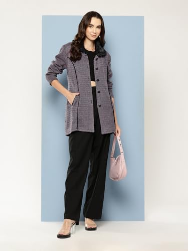 Aarika Womens Casual Wear Blue Colour Solid Woolen Cardigan - Image 5