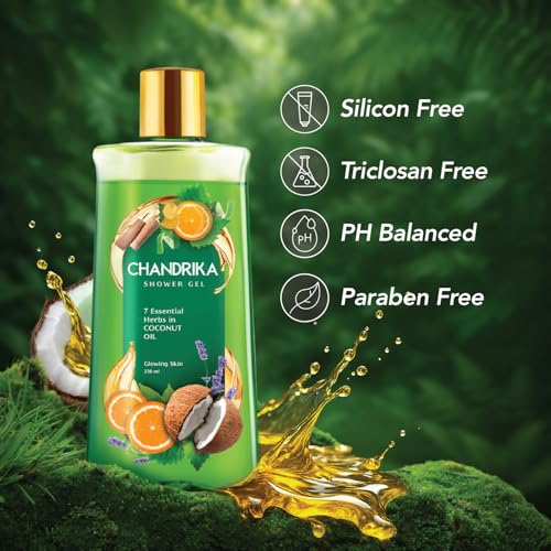 Chandrika Shower Gel 7 Essential herbs and coconut oil 250ml - Image 4