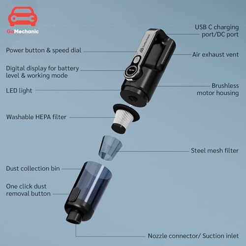 GoMechanic Car Vacuum Cleaner 2-in-1