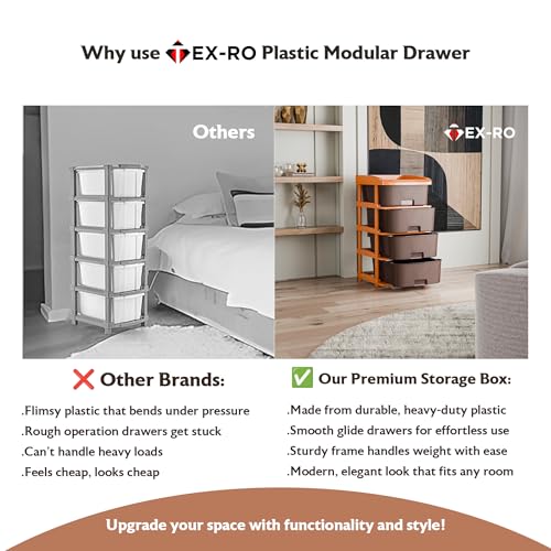 TEX-RO Plastic Modular Drawer Organizer