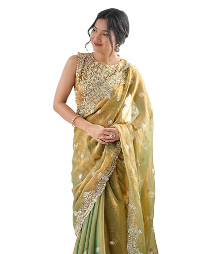 Satrani Women's Shimmer Chiffon Dual