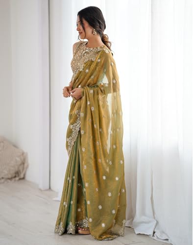 Satrani Women's Shimmer Chiffon Dual