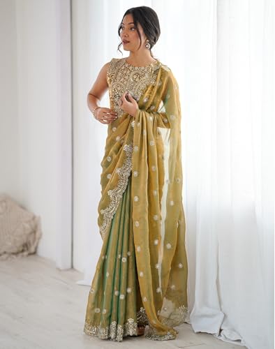 Satrani Women's Shimmer Chiffon Dual