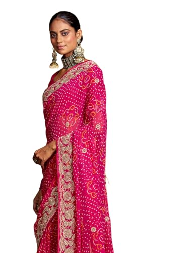 Satrani Women'S Georgette Embroidery Bandhani