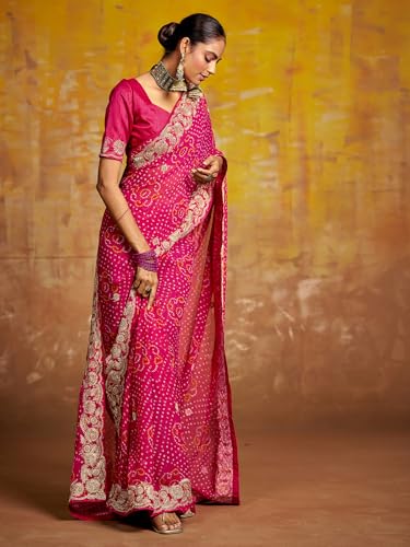 Satrani Women'S Georgette Embroidery Bandhani