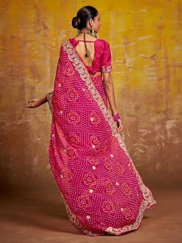 Satrani Women'S Georgette Embroidery Bandhani