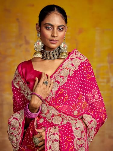 Satrani Women'S Georgette Embroidery Bandhani