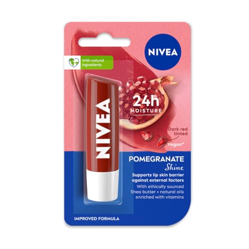 NIVEA Shine Caring Lip Balm, Pomegranate, 4.8G, Red - Image 3