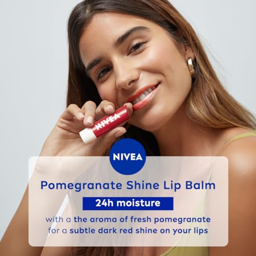 NIVEA Shine Caring Lip Balm, Pomegranate, 4.8G, Red - Image 5