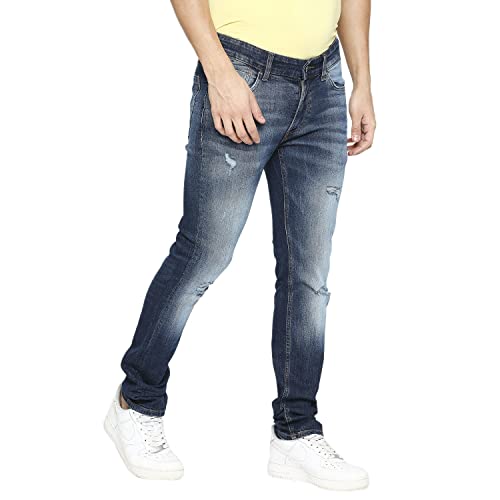 Spykar Men's Kano Slim Fit Mid-Rise Jeans (Ankle Length)