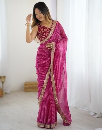 SIRIL Women's Bandhani Printed Embroidery