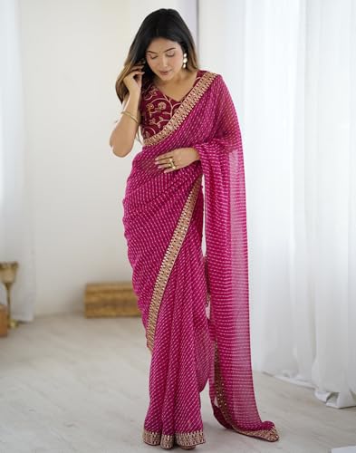 SIRIL Women's Bandhani Printed Embroidery