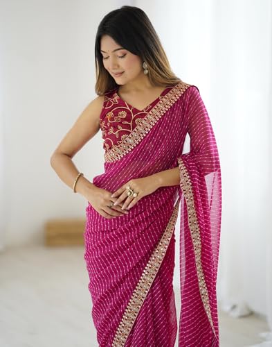 SIRIL Women's Bandhani Printed Embroidery