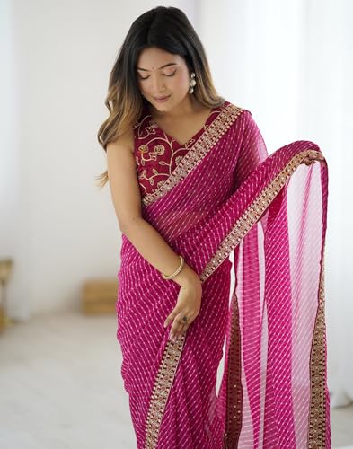 SIRIL Women's Bandhani Printed Embroidery