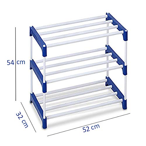 Ebee 6 Pairs Plastic Shoe Rack (Blue, 3 Shelves) - Image 3