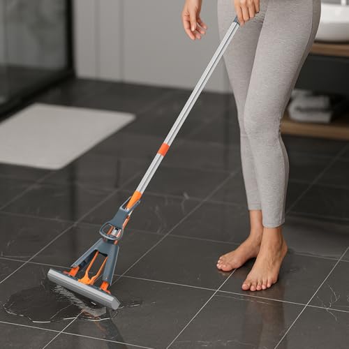 Vivela by Lifelong PVA Sponge Mop for Floor Cleaning | Super Absorbent Roller Mop with Easy Squeeze Mechanism & Extendable Stainless Steel Handle | Wet & Dry Use on Tile, Wood, Marble & Glass Floors